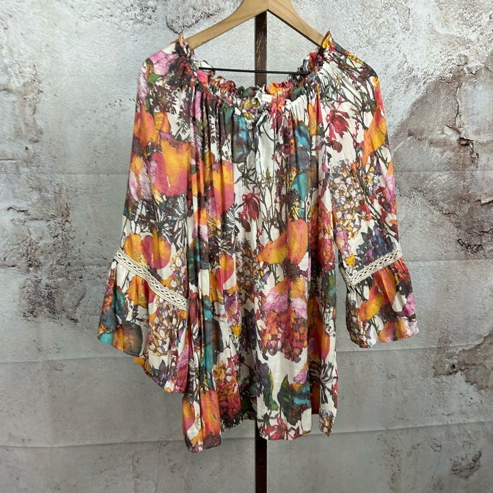 Spense Multicolor Floral Off-Shoulder Tunic Top